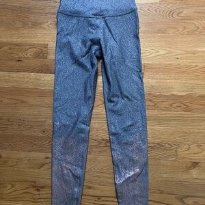 Metallic Gray High-Waisted Leggings
